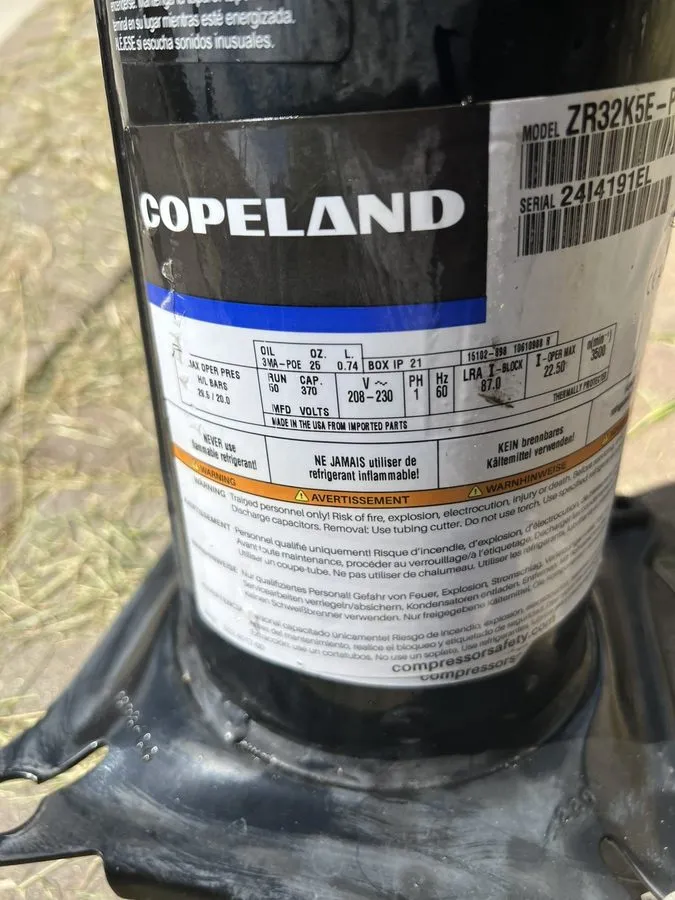 Компрессор COPELAND SCROLL COMPRESSOR model ZR32K5E PFV -800 Year 2024 220v 1 Ph