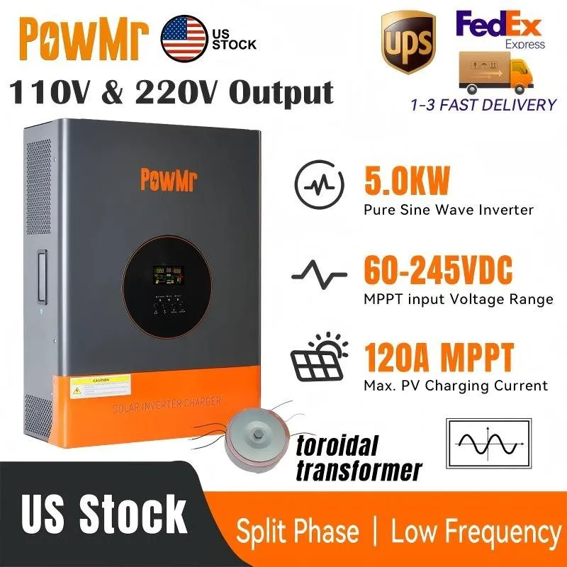 Аккумулятор 5KW 48V Solar Hybrid Inverter 120V/240VAC Split Phase 60Hz Off-Grid — фото лота 2