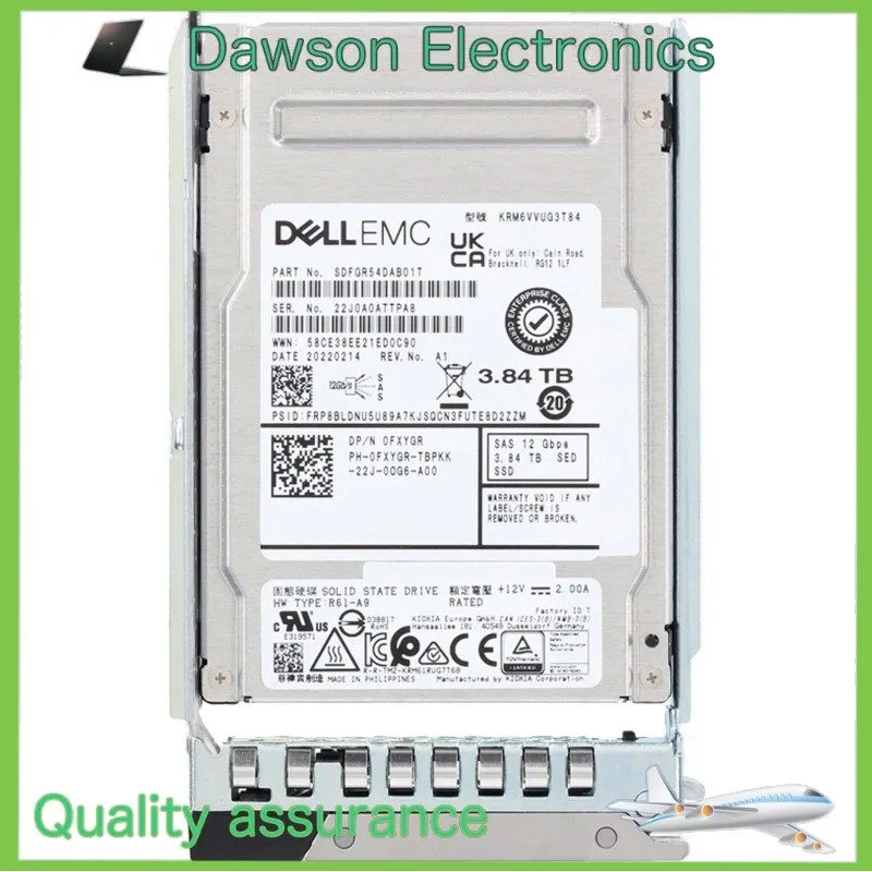 SSD-накопитель FXYGR 0FXYGR Dell 3.84TB 12Gbps SAS MU TLC SED 2.5'' SSD 14/15/16 — фото лота 1