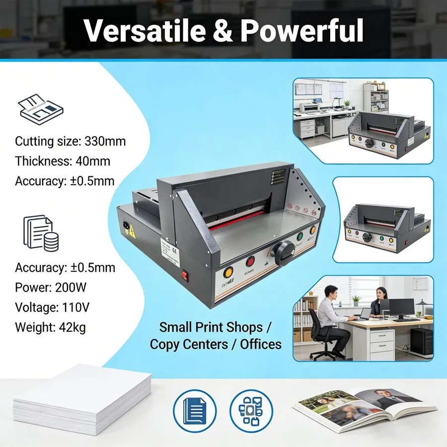 Резак для бумаги 12.99in Desktop Electric Paper Cutter Trimmer w Auto Clamp Infr — фото лота 2