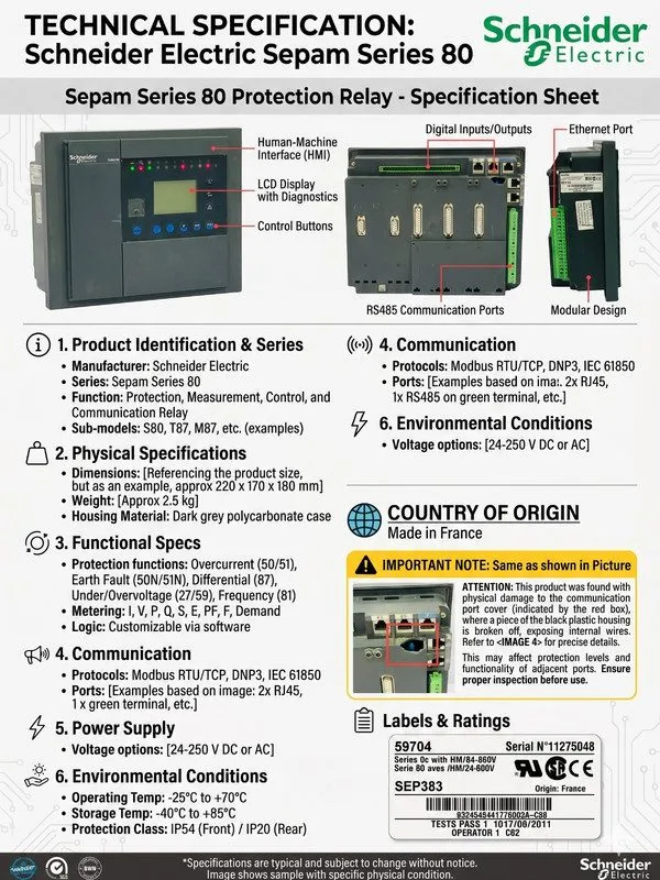 Энергооборудование SCHNEIDER ELECTRIC EASERGY SEPAM SEP383 SERIES: :59704