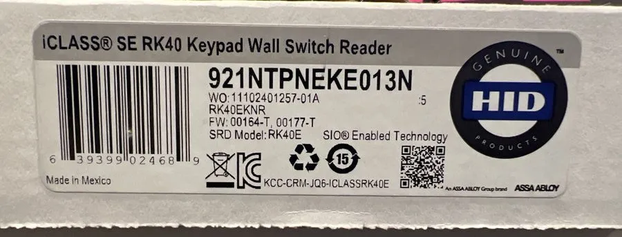 Коммутатор HID 921NTPNEKE013N iCLASS SE RK40 Keypad Wall Switch er