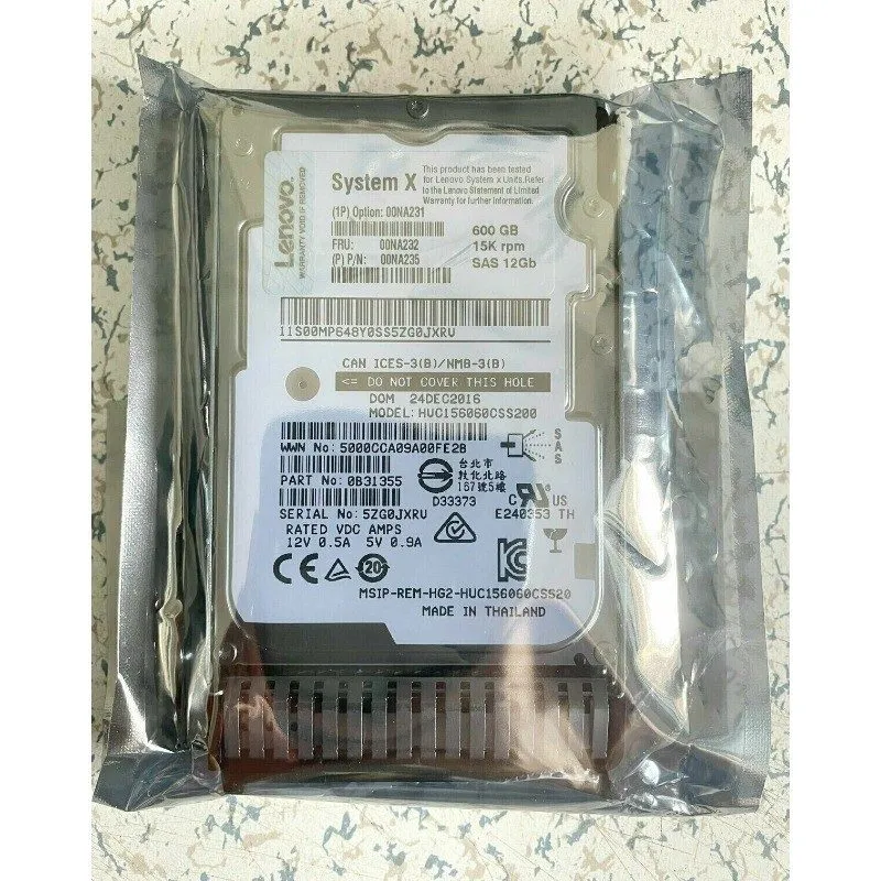 Жёсткий диск 00NA232 00NA235 LENOVO 00NA231 600GB 15K RPM 12Gb/s 2.5" SAS HDD Ha