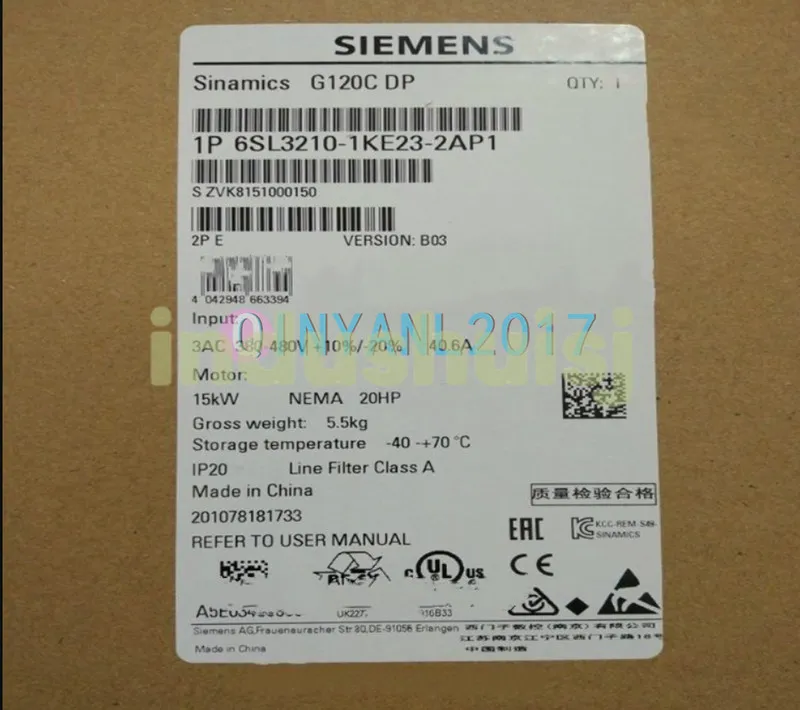 Частотный преобразователь Siemens SINAMICS G120 6SL3210-1KE23-2AP1