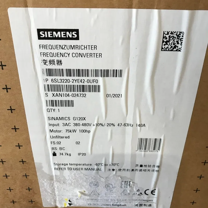 Частотный преобразователь Siemens 6SL3220-2YE42-0UF0 SINAMICS G120X 75kW 100HP V — фото лота 1