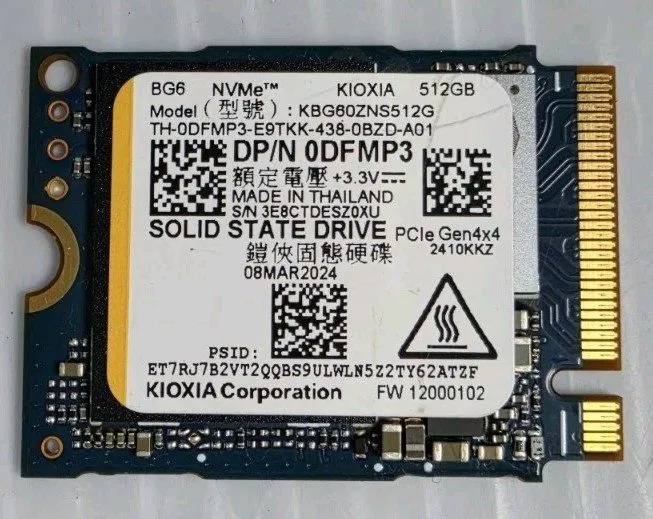 SSD-накопитель KIOXIA 512GB GEN 4x4 NVMe PCIe M2 SSD KBG60ZNS512G DELL 0DFMP3