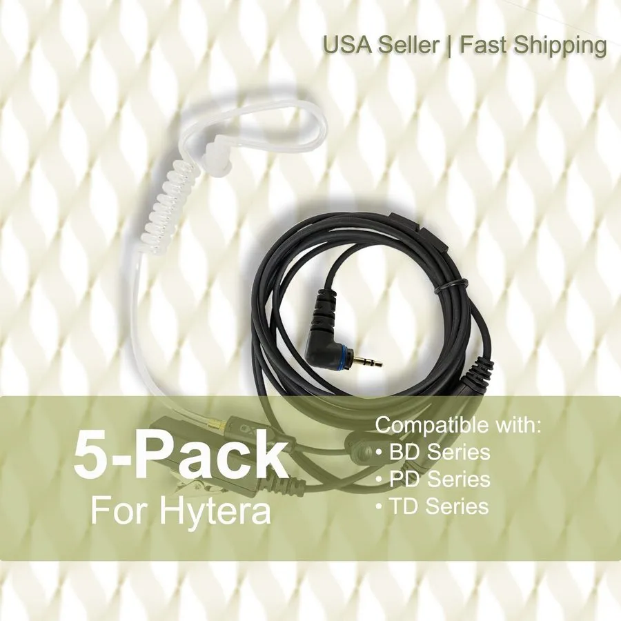 Гарнитура 5x Acoustic (2-Wir) Tube PTT Earpiece для Hytera Radio PD355 PD360 PD3