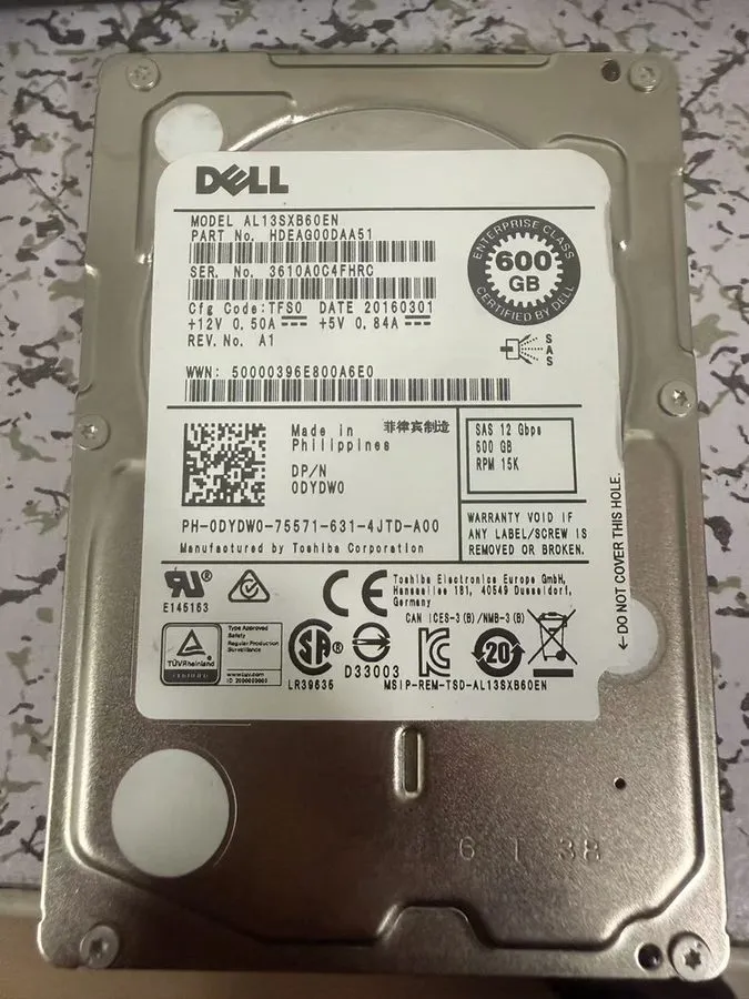 Жёсткий диск DYDW0 600GB 15K 12G 12Gbps SAS 2.5" Enterprise HDD Hard Drive 0DYDW