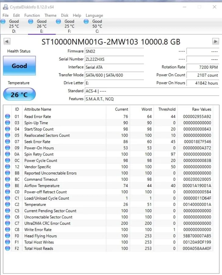 Жёсткий диск Seagate ST10000NM001G Exos X16 10TB 7.2K SATA 6Gbps 3.5" 256MB Cach