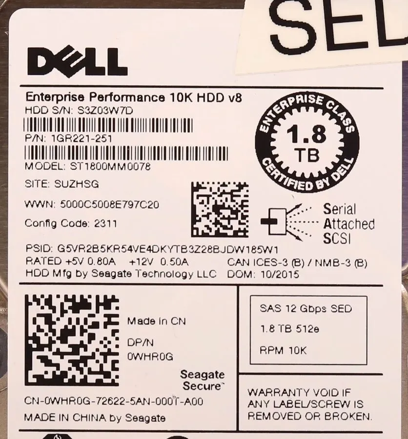 Жёсткий диск V768J 0V768J ST1800MM0078 DELL Compellent 1.8TB 10K 12G 2.5" SAS 51