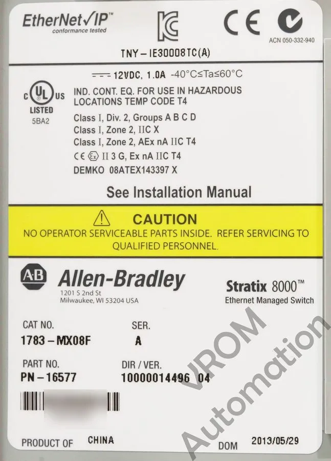 Коммутатор Surplus Allen Bradley 1783-MX08F /A thernet Switch, STRATIX 8000/8300