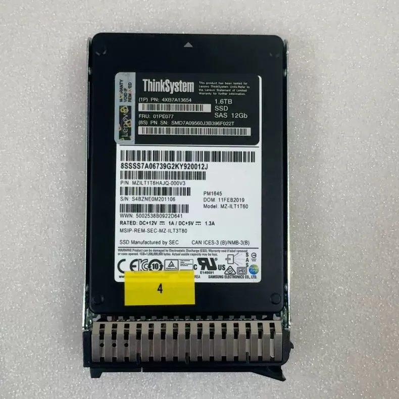 Сервер Lenovo ThinkSystem 4XB7A13654 01PE077 1.6TB 2.5" SAS 12G SR650 Server SSD — фото лота 1