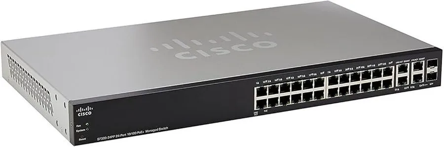 Коммутатор Cisco SF300-24PP-K9 24 Port PoE+ Managed Switch + RESET