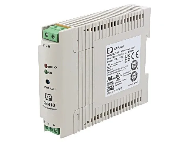 Блок питания XP POWER DNR18US05 AC DC DIN RAIL POWER SUPPLY 90-264 AC 5V DC 3A 1