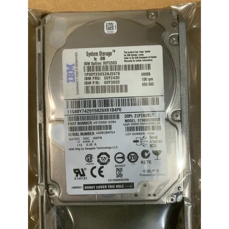 Жёсткий диск IBM 00Y2430 00Y5707 00Y2503 00MJ145 600GB 10K 2.5" SAS V3700 Hard D