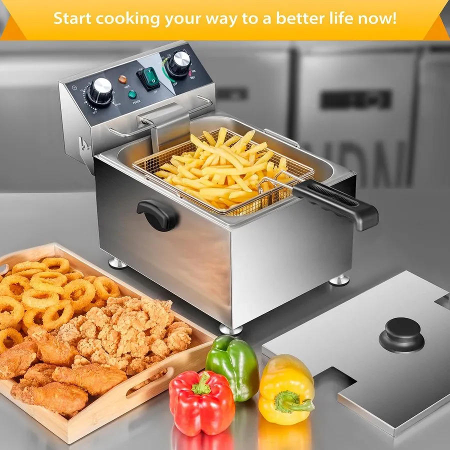 Фритюрница Electric Deep Fryer 13L 13.7QT Commercial Deep Fryer 1800W 120V18.7Po