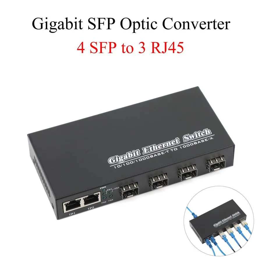 Медиаконвертер Gigabit SFP Media Converter 1 SFP to 8 RJ45 With 3KM/20KM LC/SC S — фото лота 1