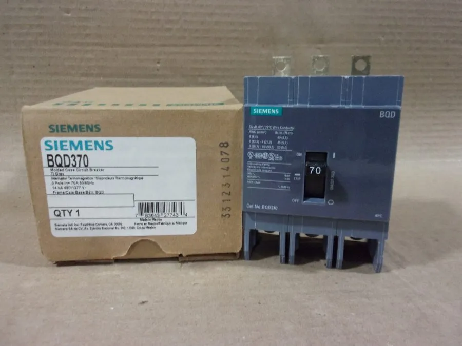 Автоматический выключатель Siemens BQD370 3 pole 70 amp bolt on 480v BQD Circuit