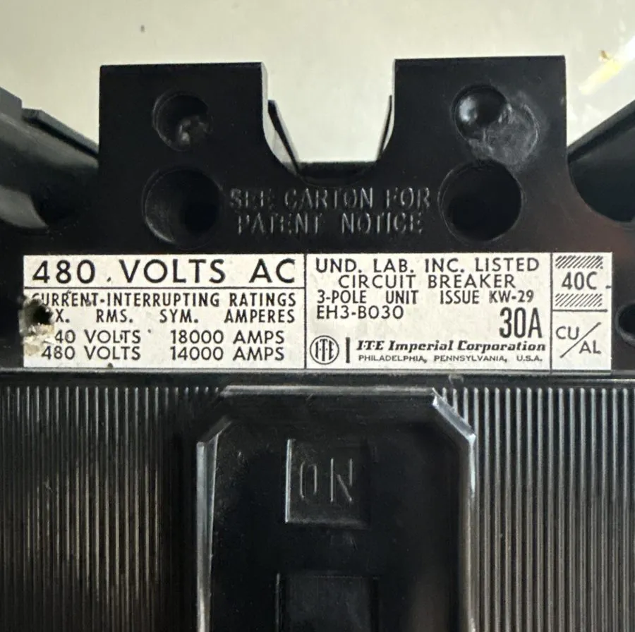 Автоматический выключатель ITE EH3-B030 Circuit Breaker, 30A, 480V