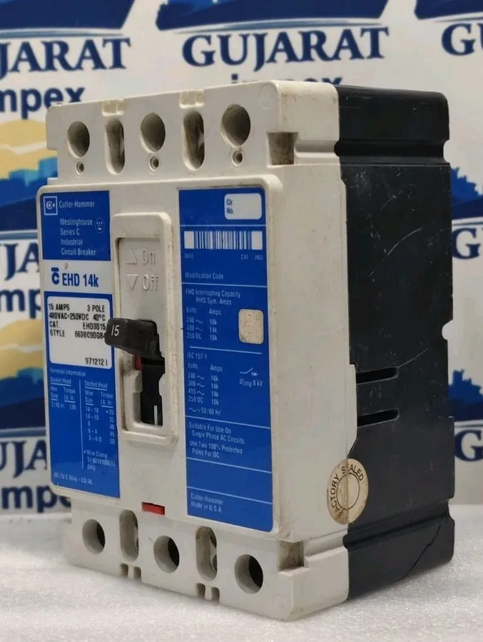 Автоматический выключатель EATON CUTLER HAMMER EHD3015 15A 3-POLE 480V F-FRAME C