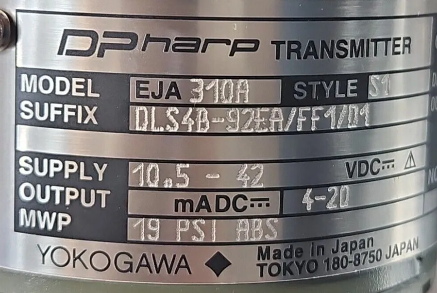 Датчик давления YOKOGAWA EJA310A Dpharp Pressure Transmitter 10.5-42VDC 4-20MA D