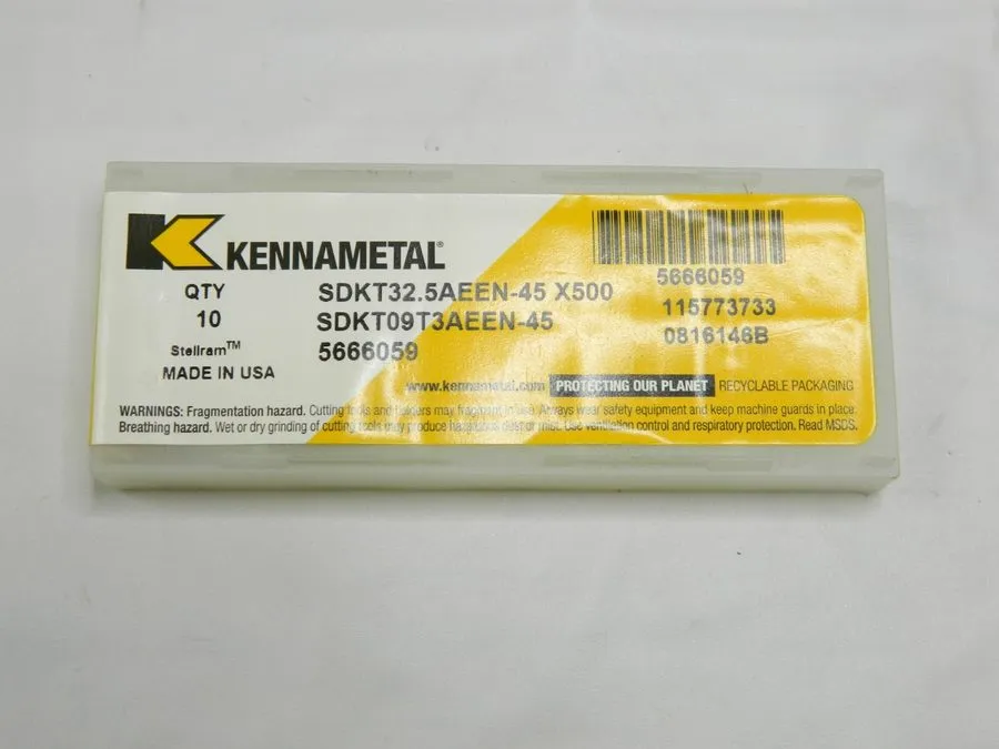Режущий инструмент KENNAMETAL SDKT32.5AEEN 45 X500 Carbide Milling Insert 56660 — фото лота 2