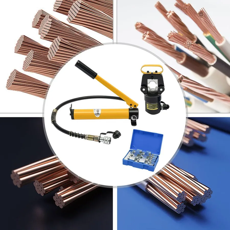 Кабель 20 Ton Hydraulic Crimper Crimping Tool Cable Wire Hose Lug Terminal+12 Di