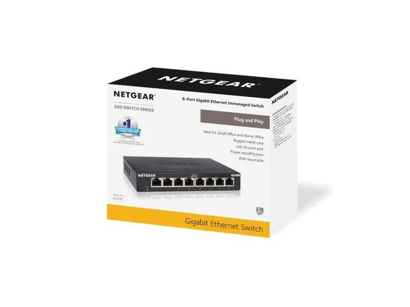 Коммутатор NETGEAR GS308 GS308-300PAS 8-Port Gigabit Ethernet Unmanaged Switch — фото лота 1