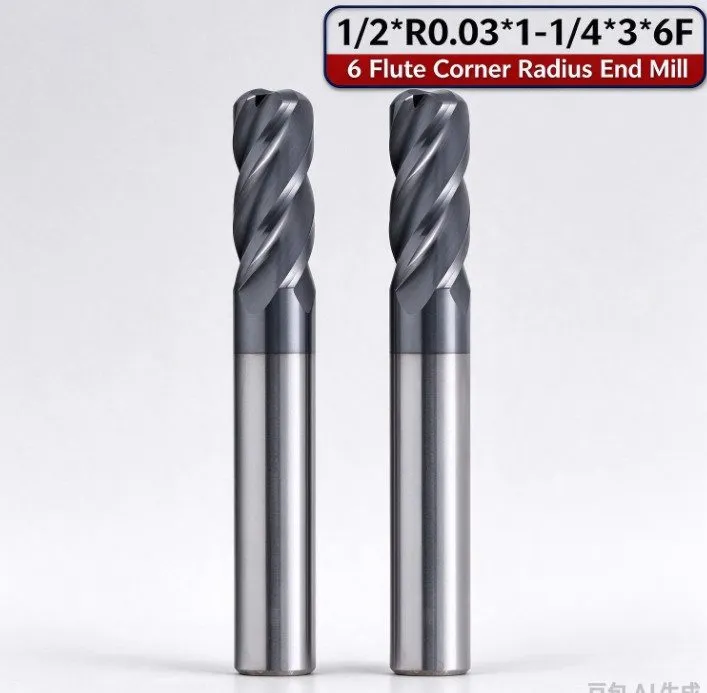 Режущий инструмент 1/2" R0.03 6Flute Corner Radius End Mill LOC1-1/4 OAL3 Carbid