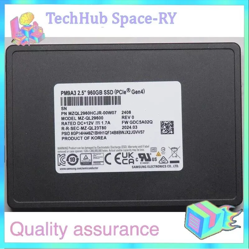 SSD-накопитель Samsung PM9A3 960GB PCI-E Gen4 x4 NVMe 2.5'' U.2 SSD MZ-QL29600 4