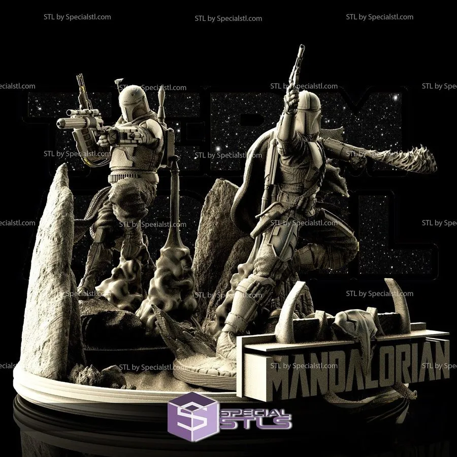 Лабораторный прибор Diorama Boba Fett and Mandalorian! 3DPrinted 16k res! Hand P
