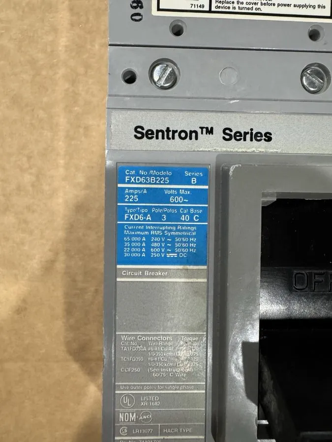 Автоматический выключатель Siemens Sentron FXD63B250 Ser FXD6-A 250 Amp 600 VAC 