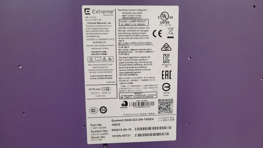 Коммутатор Extreme Networks X440-G2-24T-10GE4 24 Port Ethernet Switch