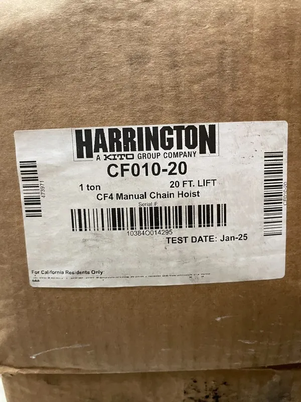 Таль Harrington Cf010-20 Manual Chain Hoist 2000 Lb. Lift 20 Ft