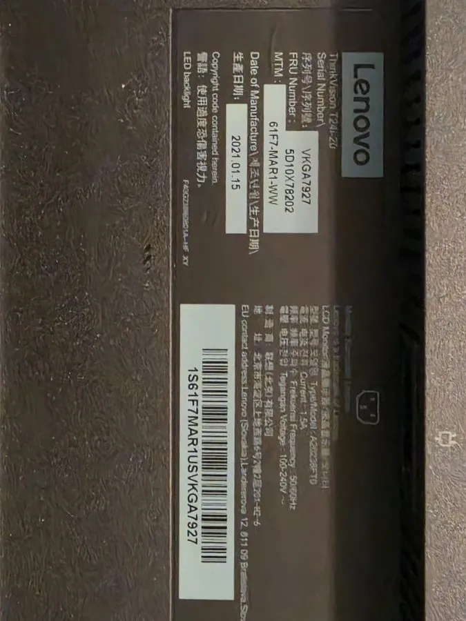 Монитор Lenovo ThinkVision T24i-20 23.8" 1920x1080 Flat Panel Monitor LED — фото лота 2