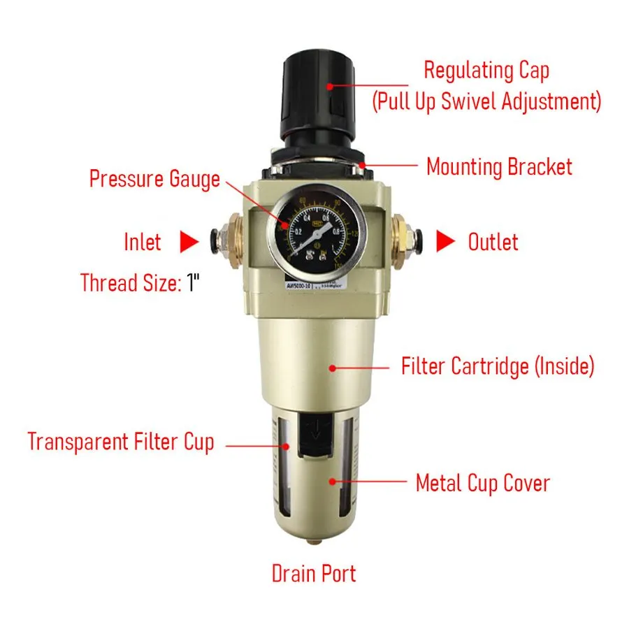 Трубопроводная арматура 1" Inch BSP Air Filter Pressure regulator AW5000-10D wit