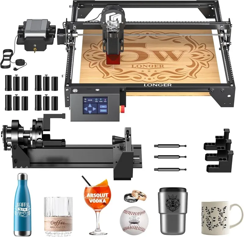 Лазерный гравёр LONGER Ray5 Laser Engraver 5000mW CNC Cutter w Rotary Roller 5W