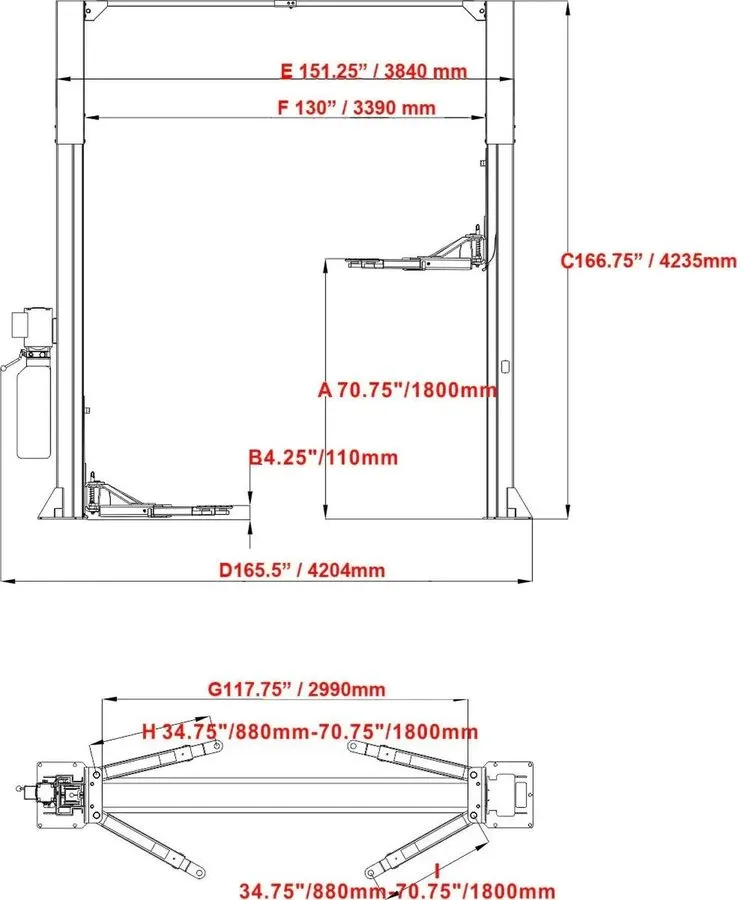 Автоподъёмник KATOOL 12000lb 2 Post Car Lift Heavy Duty Clear Floor Auto Hoist G