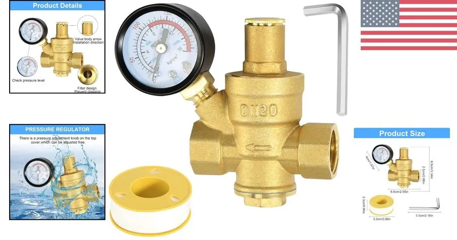 Трубопроводная арматура Adjustable Brass Water Pressure Regulator with Gauge DN2 — фото лота 1