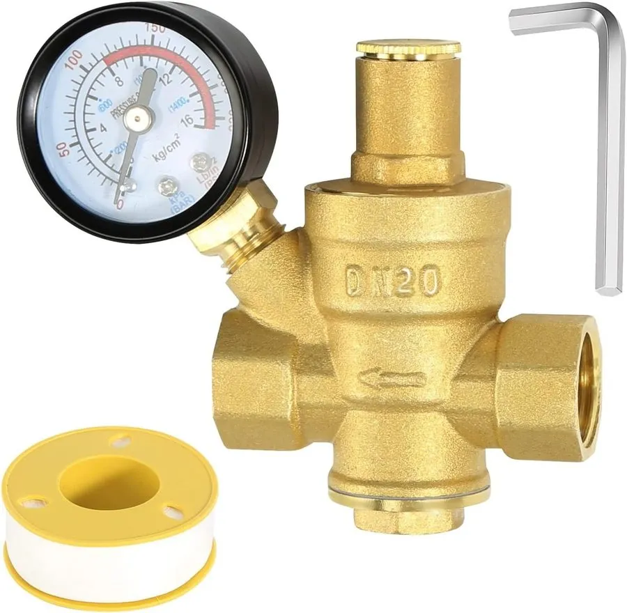 Трубопроводная арматура Adjustable Brass Water Pressure Regulator with Gauge DN2 — фото лота 2