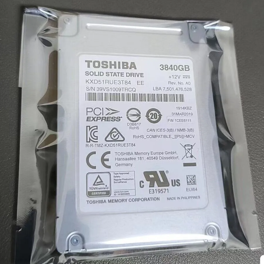 SSD-накопитель Kioxia XD5 U.2 3.84TB SSD 3840GB KXD51RUE3T84 FW 1CEE6111 Solid S