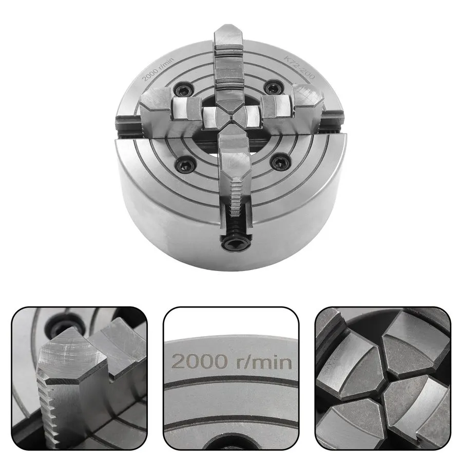 Режущий инструмент K72-2008 Inch 4 Jaw Self-Centering Lathe Chuck Reversible Jaw — фото лота 1
