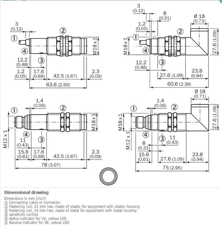 Фотоэлектрический датчик SICK VS/VE18-3P3812 Through-beam photoelectric sensor,P