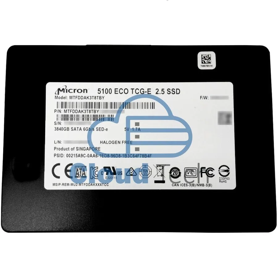 SSD-накопитель Micron 5100 ECO 3.84TB SATA 6Gb/s 2.5" SSD 0VFR02 MTFDDAK3T8TBY