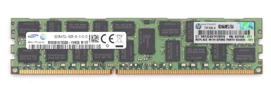 Модуль памяти Samsung 8GB 2RX4 PC3L-10600R-09-12-E2-D3 ECC REG Server RAM M393B1