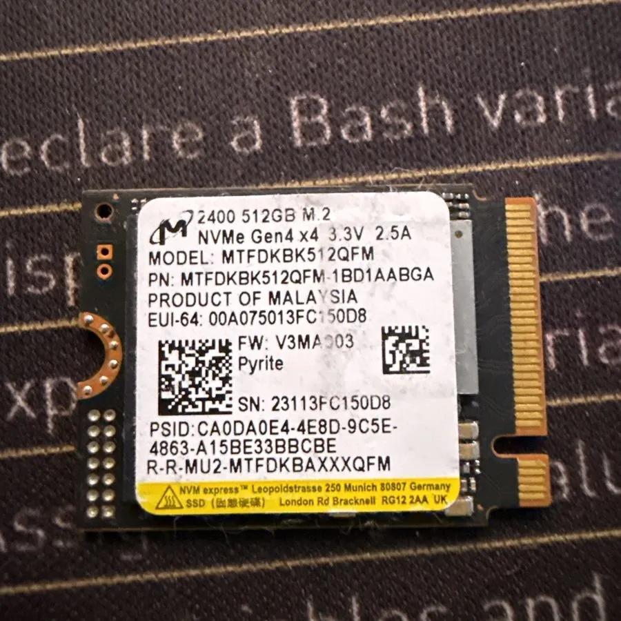 2400 Micron 512gb NVMe Gen4x4 SSD