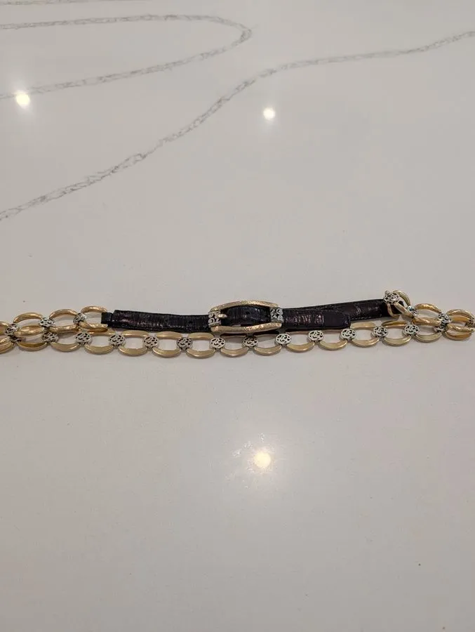 Операторское оборудование Brighton Y2k BBU103 XL 36 Chain Link Leather Belt Blac — фото лота 2
