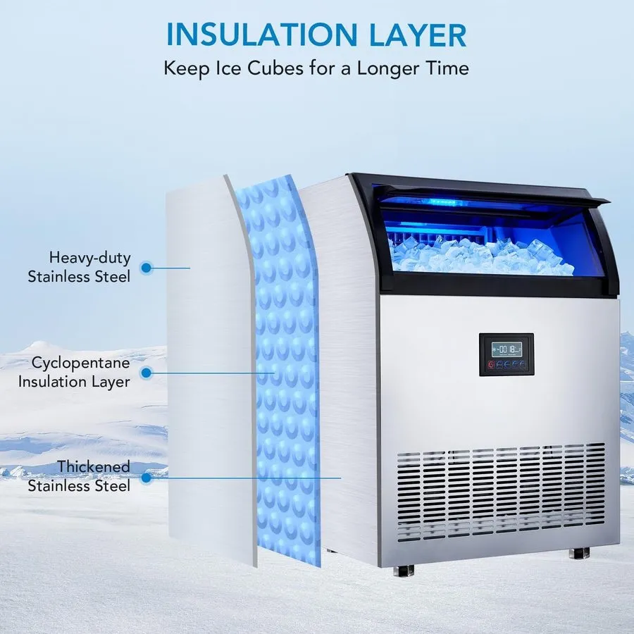 Льдогенератор Commercial Ice Maker Machine,250 lb/24H,60 lb Bin,50 Cubes/15 Min  — фото лота 2