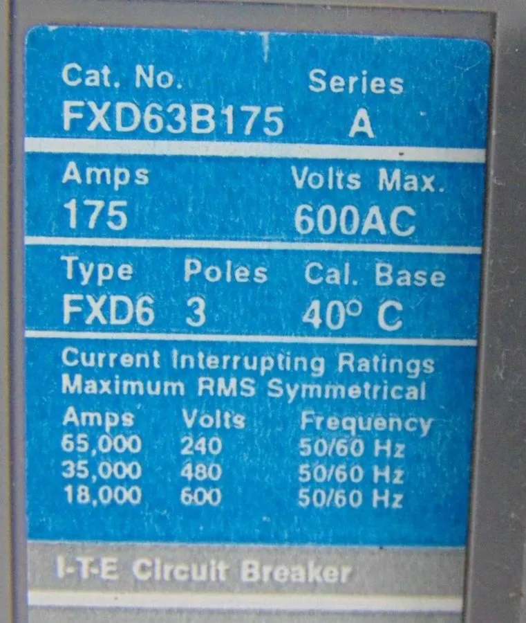 Автоматический выключатель Siemens FXD63B175 ITE Sentron Circuit Breaker 175A, 6