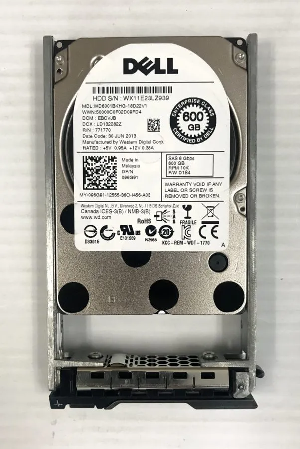 Сервер 096G91 Dell ENTERPRISE 600GB 10K RPM 6Gb/s 2.5" SAS SERVER HDD Hard Drive — фото лота 1